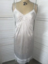 Vintage 70s JCPenney White Dress Full Slip Size 34 Made In USA Nylon Nightie