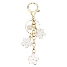 Alphabet H Tassel Flower Initial Letter Keychain White, Pack of 1 