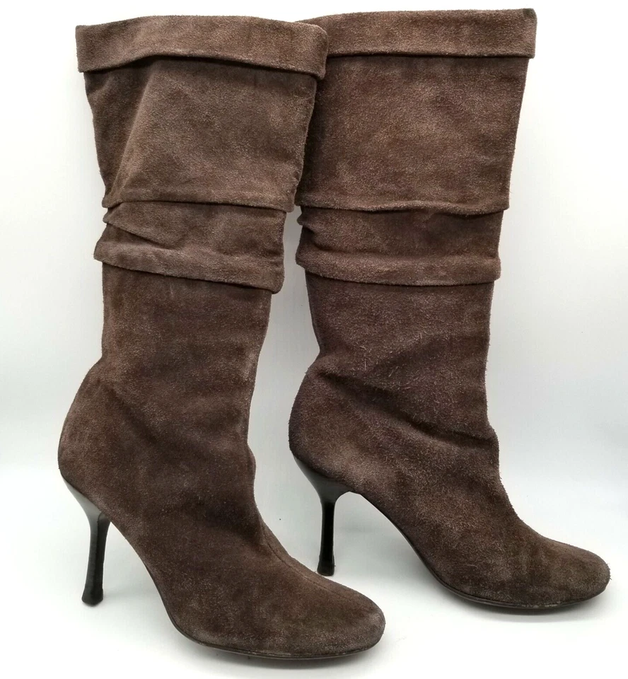 Steve Madden Womens Brown Suede Topazz Heel Pull On Mid Calf Boots Size 7 M - Image 3 of 4