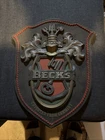 Vintage Beck's Beer Plastic Wall Advertising Shield Sign Coat Of Arms 19”x15.5”