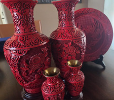 木制红色中国古董花瓶| eBay