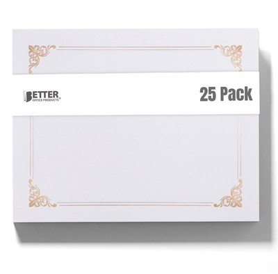 25 Pack White Certificate Holders, Diploma Holders, Document Covers with Gold...