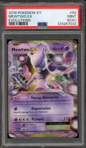Pokemon Mewtwo EX XY Evolutions Holo Rare #52 OC Off-Center PSA 9 Mint