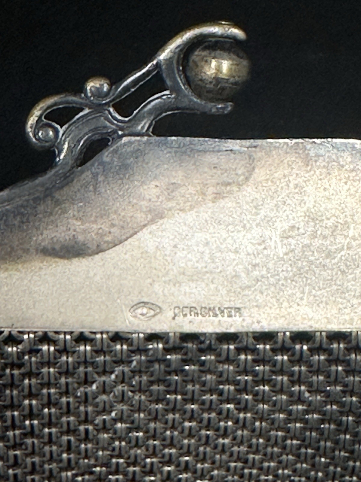 Antique German Silver Metal Mesh Chainmail Hand Bag Purse