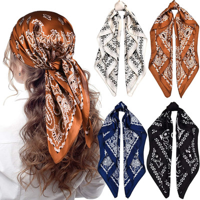 Syhood 4 Pcs 27'' Square Silk Bandana Satin Head Scarves for Women Silk like Nec