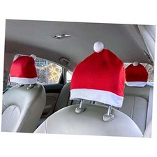 YIXIN 4-Piece Santa Claus hat car seat headrest Cover Cute car Decoration