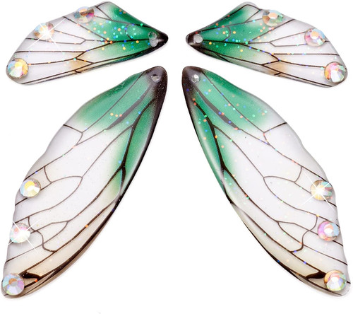 40Pcs Resin Butterfly Wings Earring Charms Colorful Dragonfly Wing Pendants