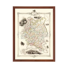 Old Map of Russia 1851 - Vintage Russia Art Wall Decor