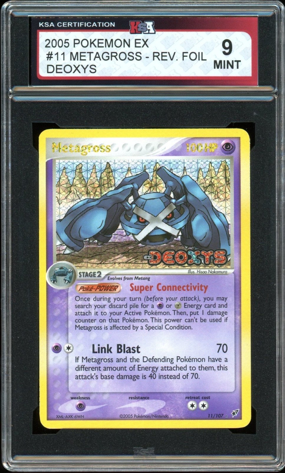 2005 Pokemon EX Deoxys #11 Metagross Reverse Holo KSA 9 Mint