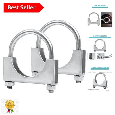 Easy Install 6 Inch Heavy Duty Stainless Steel U-Bolt Exhaust Clamps - 2 Pack