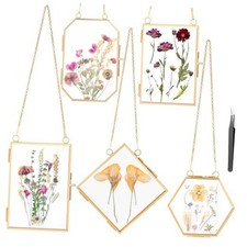 5 Pcs Double Glass Frame for Pressed Flowers, Clear Double Glass Floating