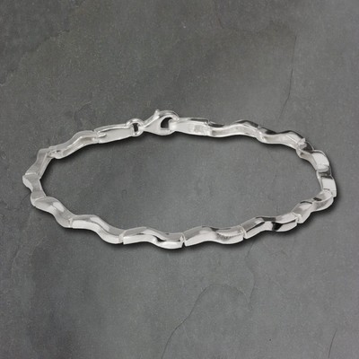 SilberDream 19cm Silberarmband Welle matt silber Damen Armschmuck SDA402