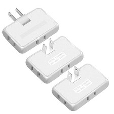 3 Pack AC Flat Wall Outlet Extender,3 Way 2 Prong180 2 Prong 3 Pack, white