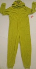 NEW Dr. Seuss The Grinch hooded union suit PJ Overall green UNISEX Adult Sz M