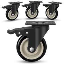 4 Inch Heavy Duty Swivel Caster Wheels Set of 4 Dual Lock Plate Mount Casters