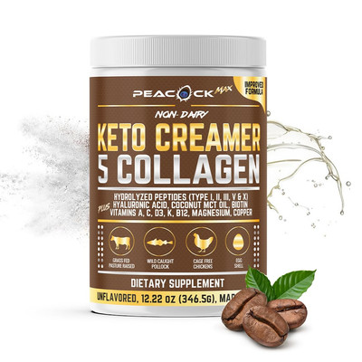 Peacock Max Collagen Keto Creamer Powder, Coconut 12.22 Ounce (Pack of 1) 
