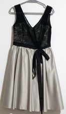 Allure Bridal Dress Sz 14 Black Lace Bodice Champagne Satin A Line Formal
