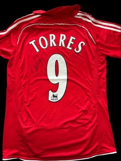 Rare Fernando Torres Signed Liverpool Football Jersey