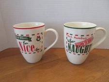 “NAUGHTY & NICE” HOLIDAY Lenox 2 Mugs- 4 7/8” High