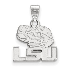 10k White Gold LogoArt Louisiana State University L-S-U Tiger Eye Small Pendant