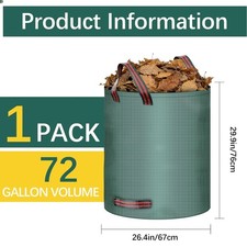 72 Gallon Heavy-Duty Reusable Lawn Bags - Perfect for Yard Cleanup and Storage