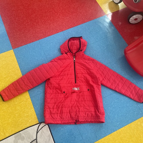 Damen VS Pink Quarter Zip Kapuzenjacke Rot Gr. M/L