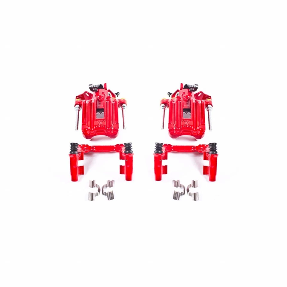Power Stop Brake Calipers For Audi TT Quattro 2000-2006 Rear Red w/Brackets Pair - Imagem 2 de 4