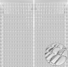 Silver Shimmer Wall Backdrop, Square Backdrop Curtain,2Pcs 3.3x6.6 Feet Silver