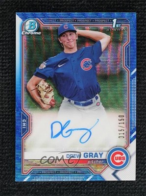 2021 Bowman Draft Chrome Pick Blue Wave Refractor 15/150 Drew Gray Auto 0c3e