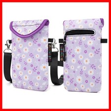 Neoprene Cell Phone Sleeve Pouch Case Bag with Crossbody Strap Lanyard for Women