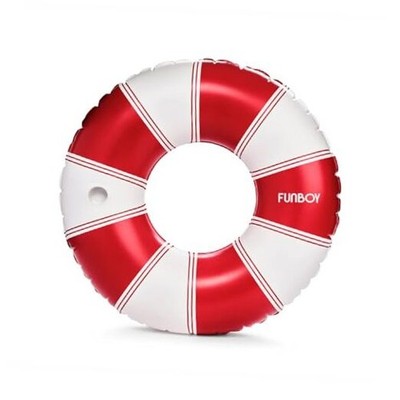 Giant Vintage Stripe Inflatable Pool Float with Cup Holder 48'' Pool Float Red