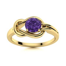 925 Silver Round Amethyst Gemstone Sister Womens day Solitaire Prong Ring