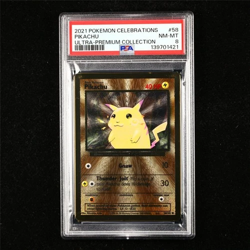 PSA 8 NM-MT 2021 Pokemon ENG Pikachu 58/102 (Gold Metal Card)