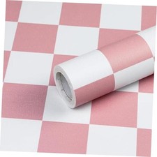 Pink and White Mosaic Peel and Stick Self-Adhesive 17.3" x 118" White and Pink