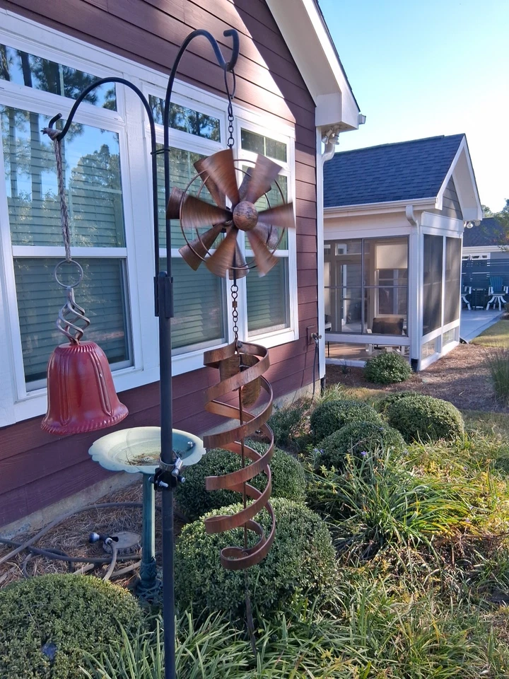 Carillón de viento de metal cinético jardín patio arte 3D giratorio molino de viento decoración de patio Foto 2 de 4