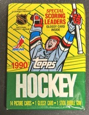 1990 Topps Hockey Wax Pack Sealed 14 Cards Plus 1 Glossy Insert Card (Auction 2)
