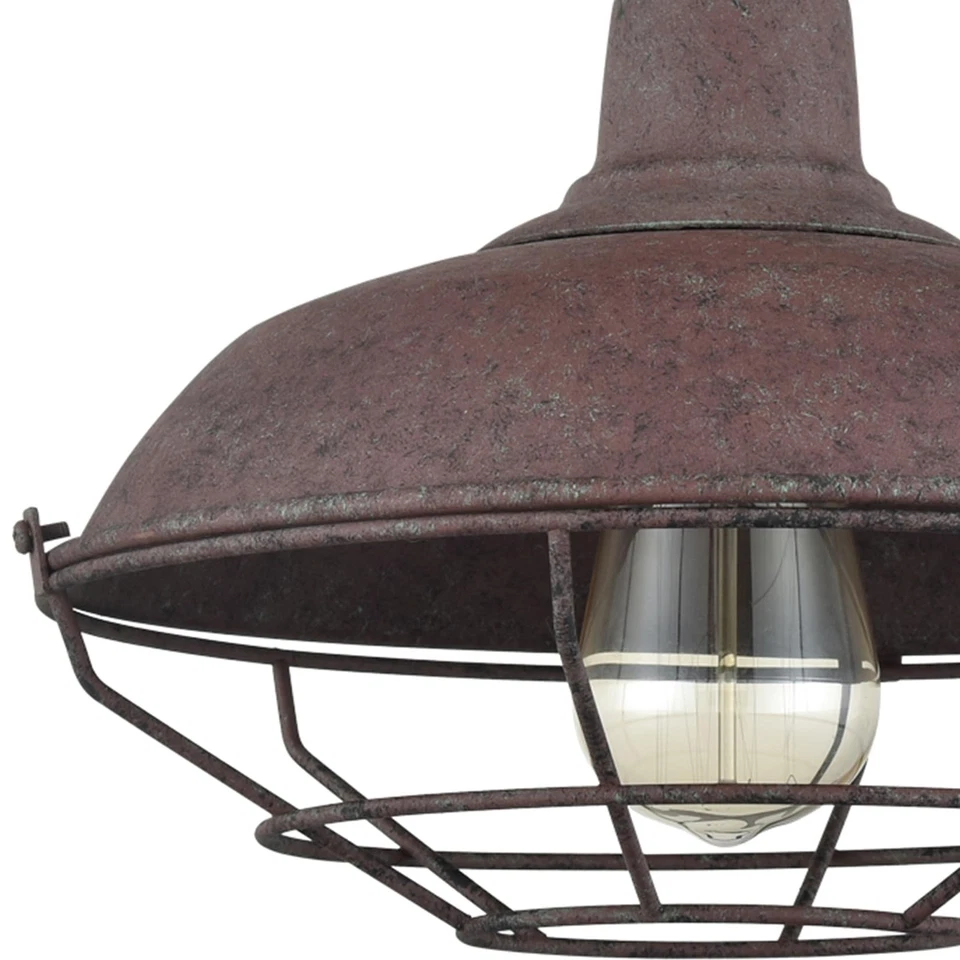 Rustic Semi Flush Mount Ceiling Light Barn Style Light Fixture Farmhouse Meta... - Image 4 of 4
