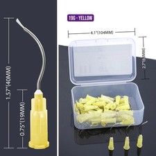 100Pcs Dental Delivery Tip Prebent Metal Infusor Tip Brush Padded End 125 FDA