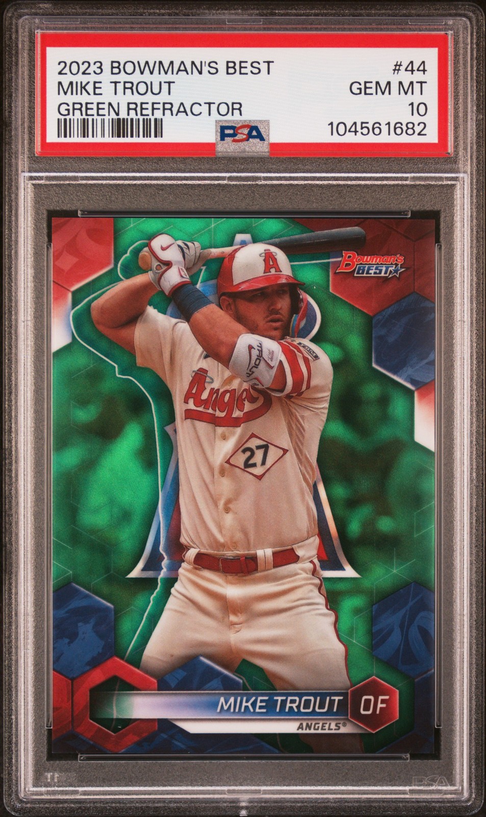 2023 BOWMAN'S BEST GREEN REFRACTOR #44 MIKE TROUT 42/99 PSA 10