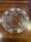 Vtg Federal Glass Clear Sharon Cabbage Rose Footed Cake Plate Platter 11 1/2"