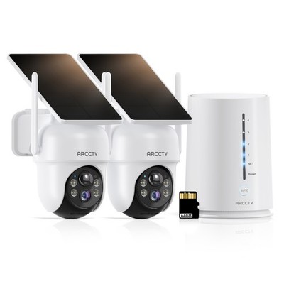 ARCCTV 4MP Solar Überwachungskamera Aussen Akku WiFi Kabellose CAMERA Set 64GB
