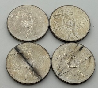Lot of (4) 1970 Panama 5 Balboas BU .925 Silver CAC Games Commemorative Coin