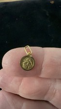 18K Gold Saint Anthony Medal Pendant Spain Tiny Religious Charm