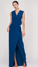 Kay Unger Frances Column Gown In Dark Ink Blue $318 NWT Size 6