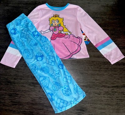 Super Mario Princess Peach Girl's Pajama Set Pink/Blue Size XS (4/5) M (7/8) NWT