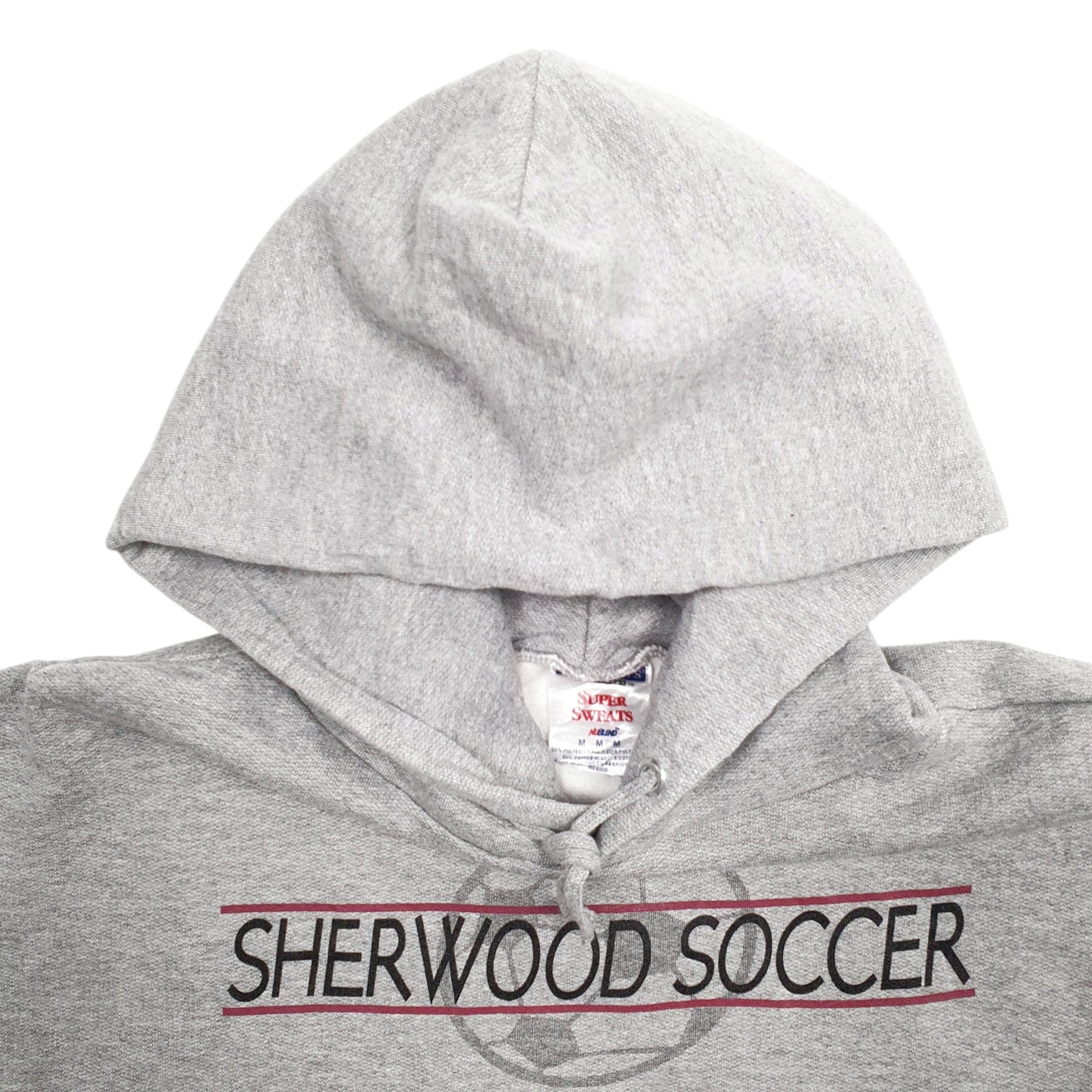 JERZEES Hoodie Sherwood Soccer Spellout Jumper Sweatshirt Mens M image 2