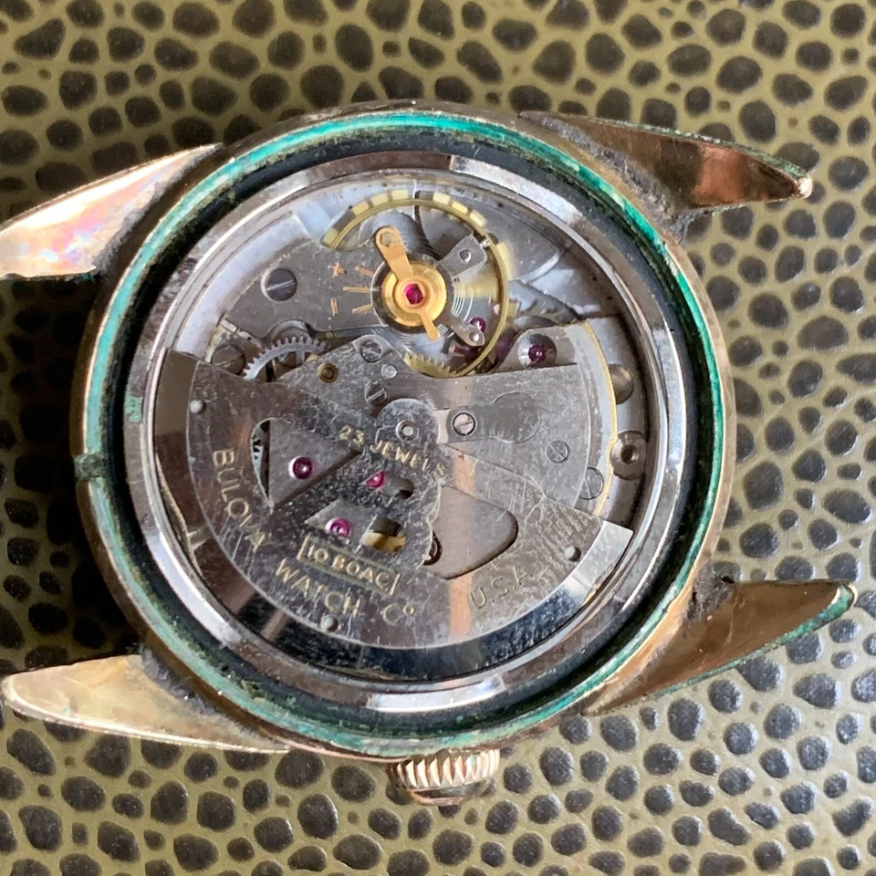 Reloj pulsera Bulova 1954 23 joyas automático esfera Sunburst funciona Foto 2 de 4