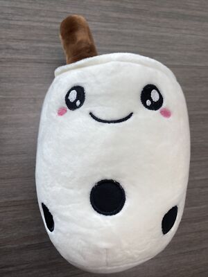 Stuffed Boba Bubble Milk Tea Plushie Plush Toy Pillow 9.5in smiley Kawaii NEW