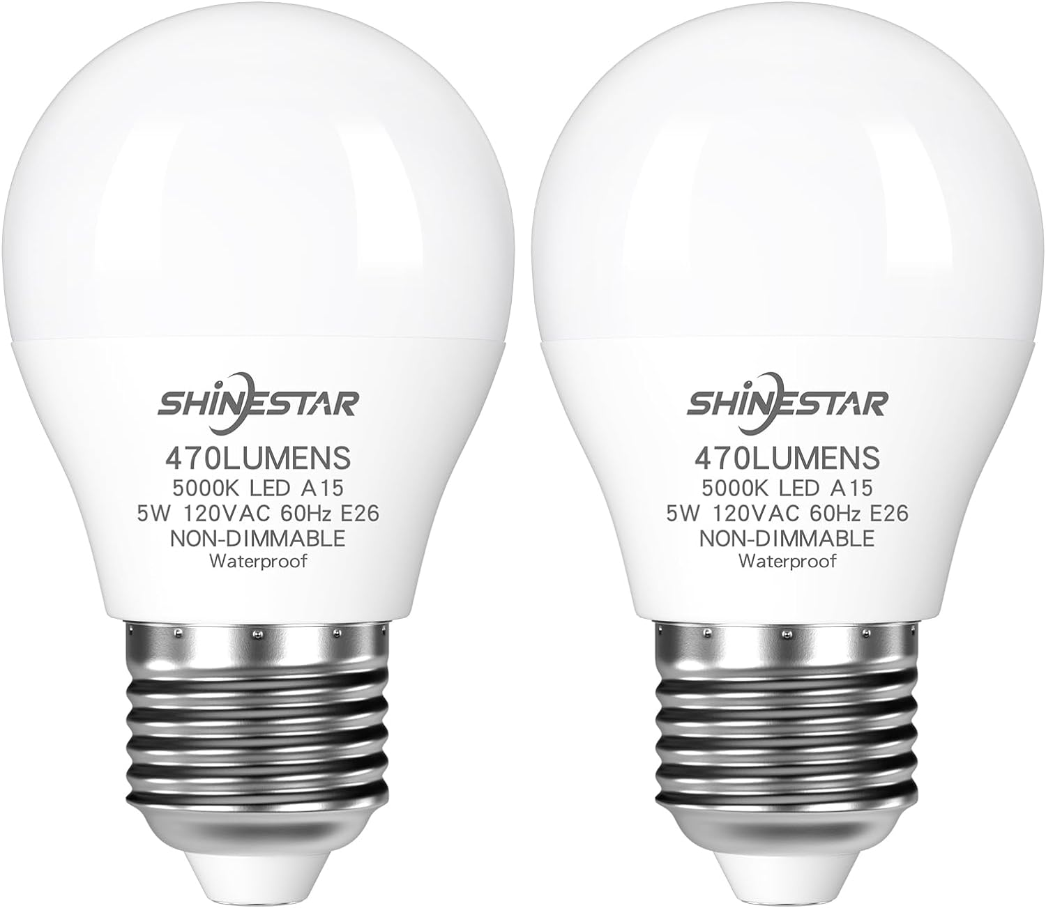 2-Pack Refrigerator Light Bulb, 5 Watt (40W Equivalent), Waterproof A15 LED Bulb
