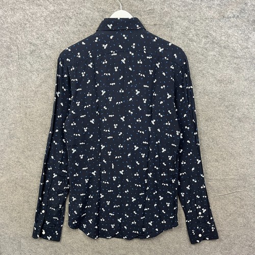 Reiss Shirt Mens Small Blue Vermont Slim Fit Hawaiian Ditsy Floral 100% Viscose - Picture 7 of 8